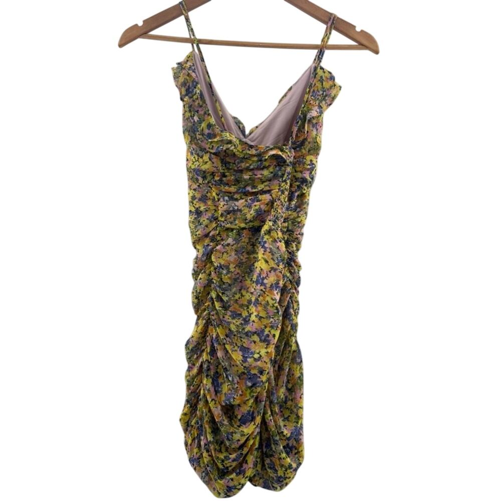 Lost + Wonder Floral Chiffon Ruched Rhodes Paradise Mini Dress Feminine Size L - Picture 13 of 15